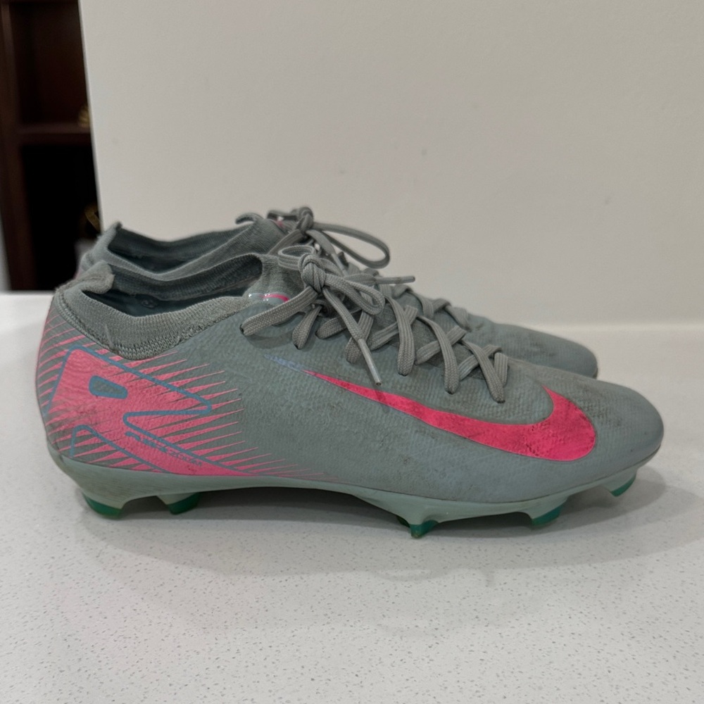 Ocean Blue and Pink Soccer Cleats